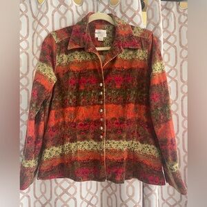 Colorful Christopher & Banks Corduroy Vintage Button-Up Jacket